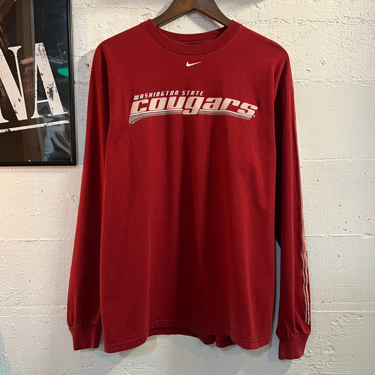 Vintage Nike Team Washington State Cougars Long Sleeve T-Shirt - Size Medium - Maroon/Multi