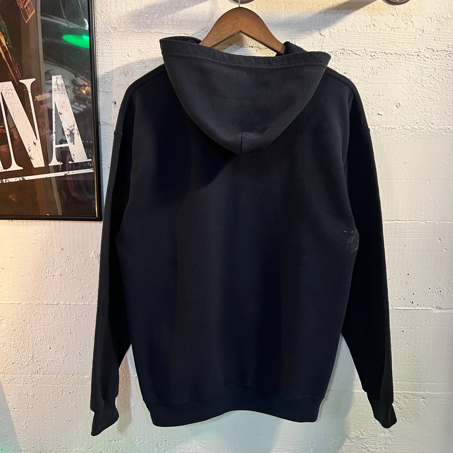 Vintage Blank Zip Up Hoodie Sweatshirt - Size Medium - Navy