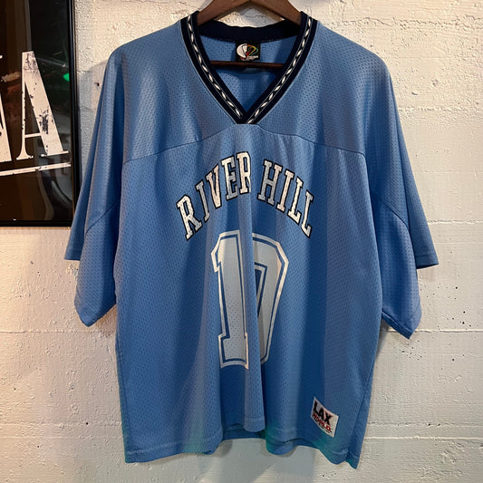 Vintage 90's LAX World River Hill Lacrosse Jersey - Size XL - Made In USA - Carolina Blue