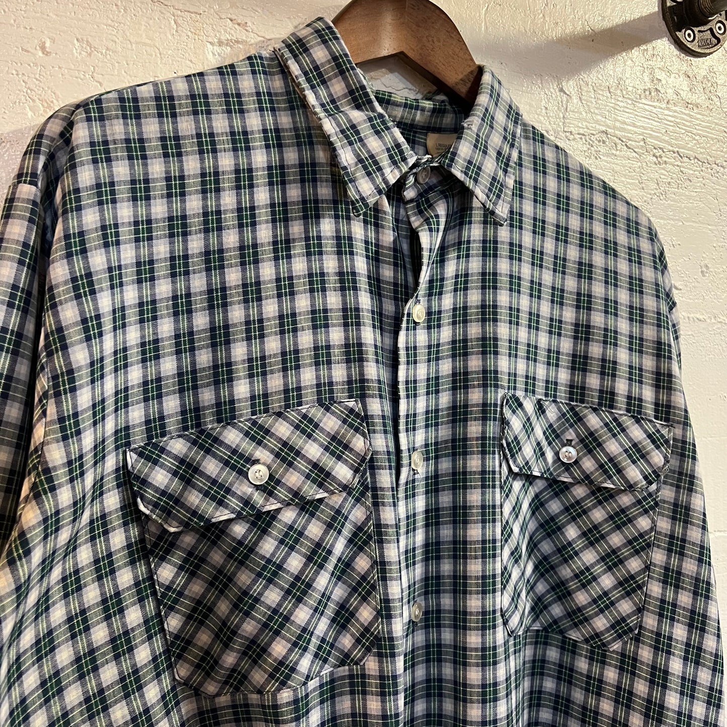 Vintage 90's Big Mac Plaid Button Up Flannel - Size Large (Reg.) - Made In USA - Blue/Green/White