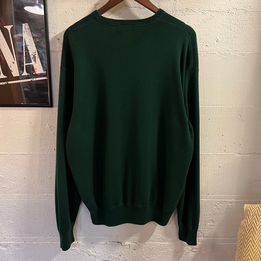 Vintage 90’s Polo Ralph Lauren Horseman V-Stitch Knitted Sweater - Size XL - Forest Green