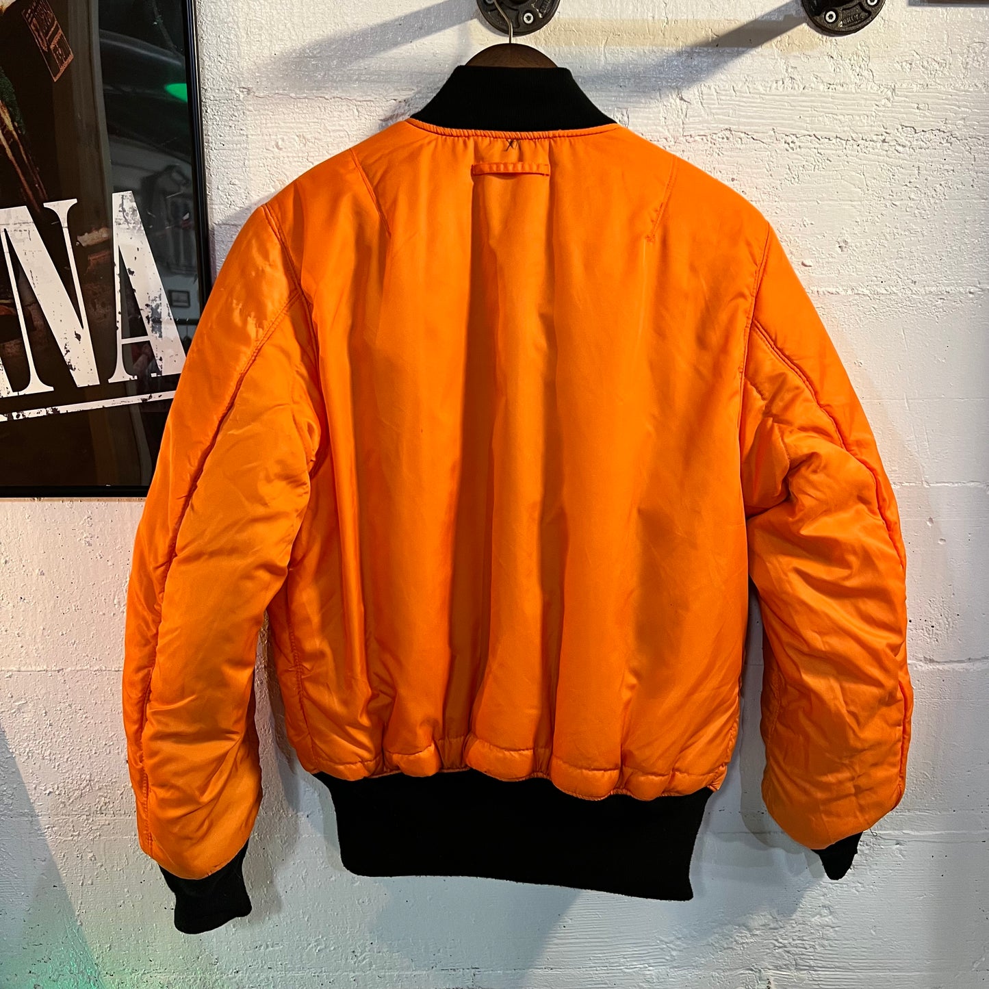 Alpha Industries MA-1 Reversible Bomber Flight Jacket - Size Medium - Black/Orange