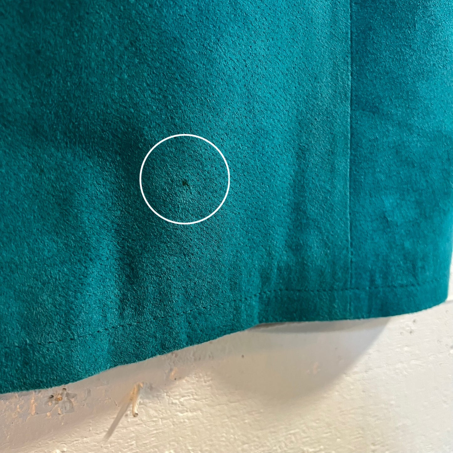 Vintage 90's Turquoise Suede Leather Mini Skirt - Size 3/4 - Blue/Turquoise