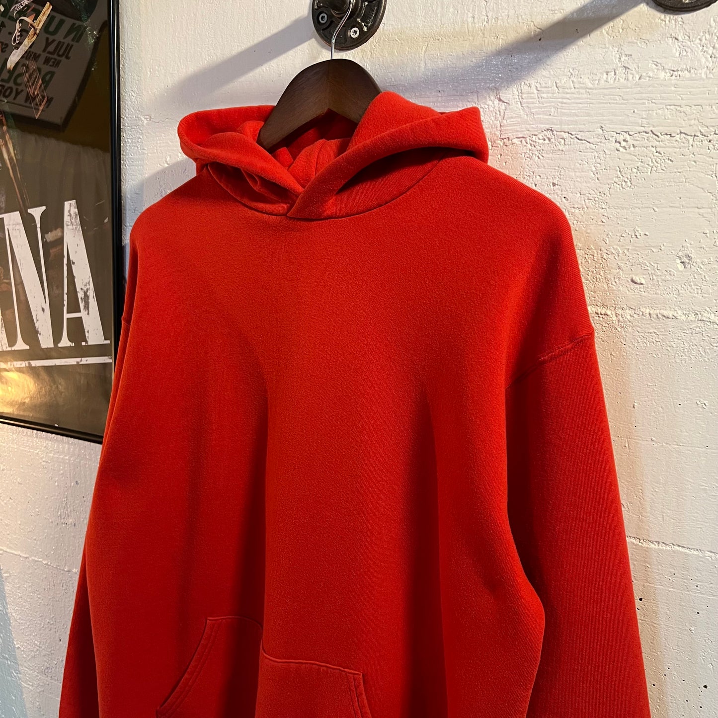 Vintage 1980's Russell Athletic Blank Pullover Hoodie Sweatshirt - Size XL - Made In USA - Red