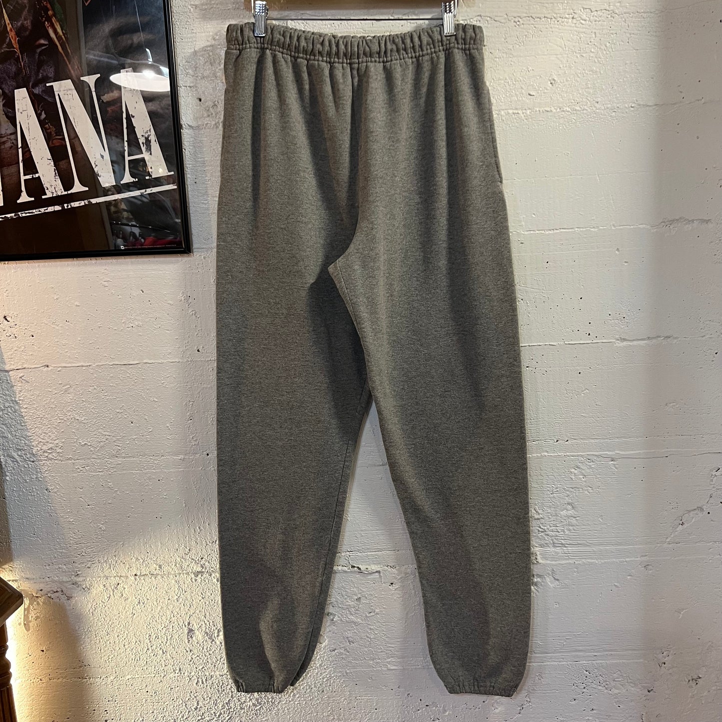 Vintage Jerzees Super Sweats Adjustable Waist Sweatpants - Size Medium - Heather Grey