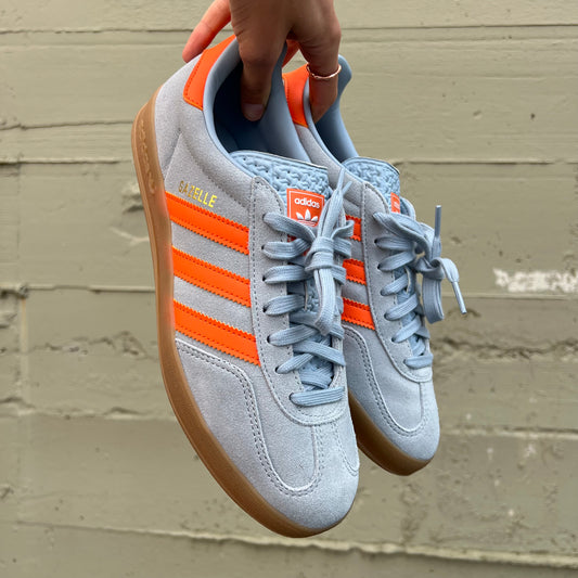 *Pre-Owned* Adidas Gazelle Indoor 'Wonder Blue' Sneakers - Size 9M/10.5W - Wonder-Blue/Orange/Gum - JH5405