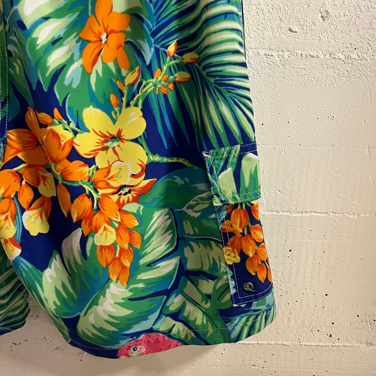 Polo Ralph Lauren Swimwear Tropical Print Swim Trunks - Size Medium - Blue/Multi