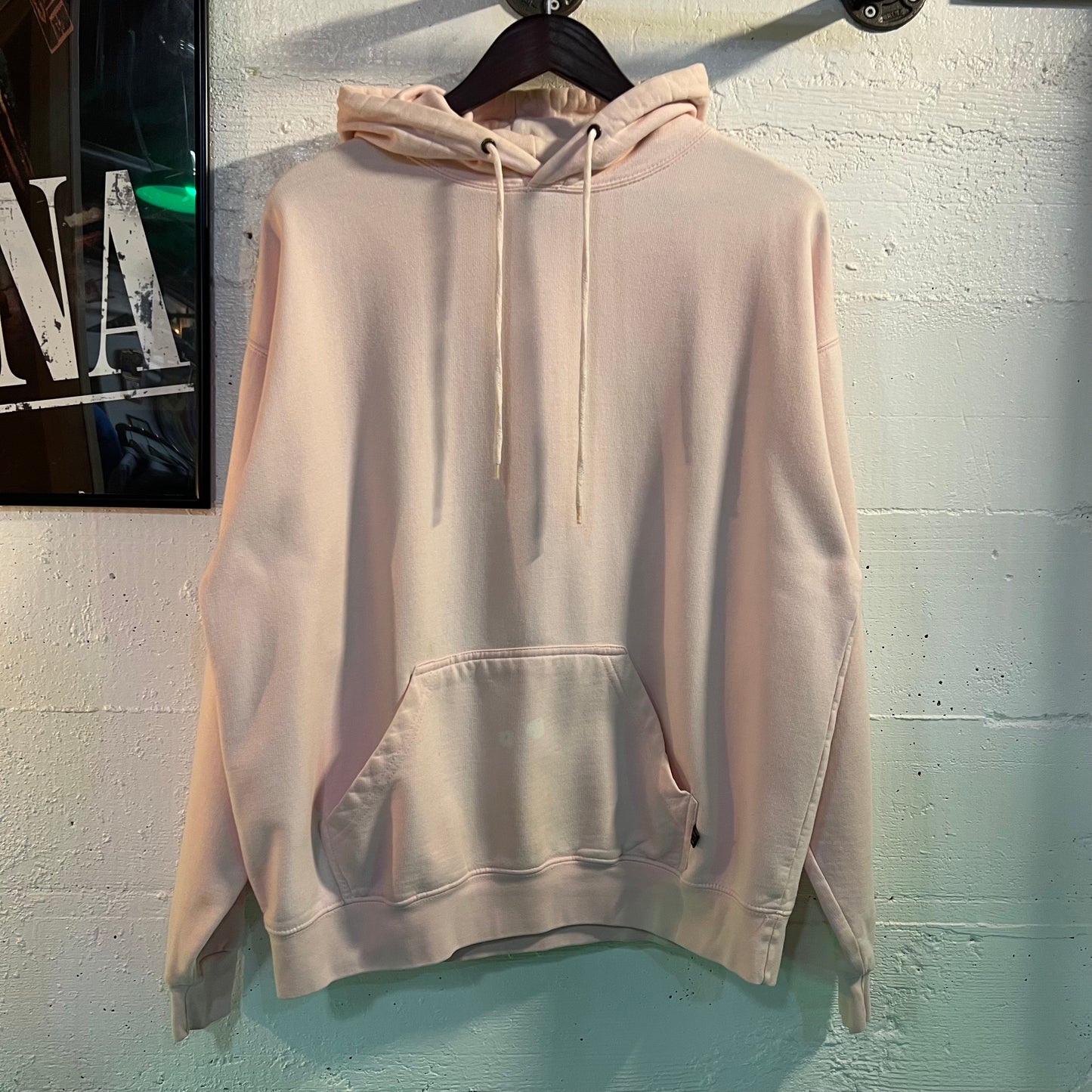 Vintage Faded Distressed Rag Wear Blank Hoodie Sweatshirt - Size Large - Pink
