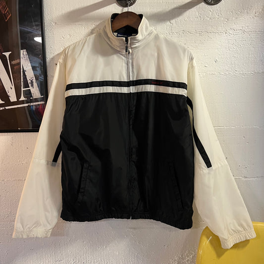 Vintage 90's Reebok Embroidered Colorblock Nylon Windbreaker - Size Medium - White/Black/Red
