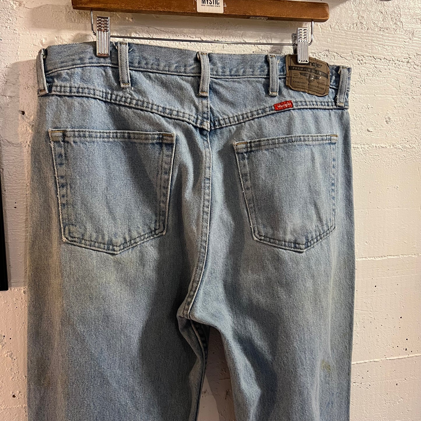 Vintage 2000's Wrangler Light Wash Distressed Straight Leg Denim Jeans - Size 36" x 32" - Light Wash Denim