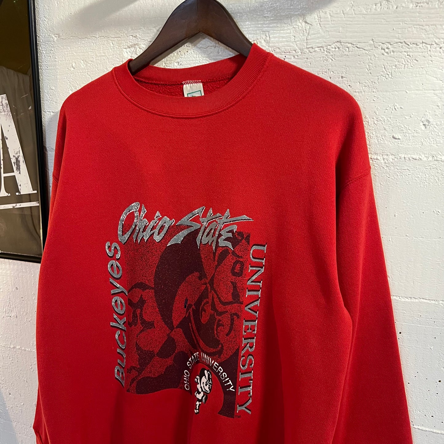 Vintage 90's Ohio State University Buckeyes Discus Athletic Crewneck Sweatshirt - Size Large - Made In USA - Red