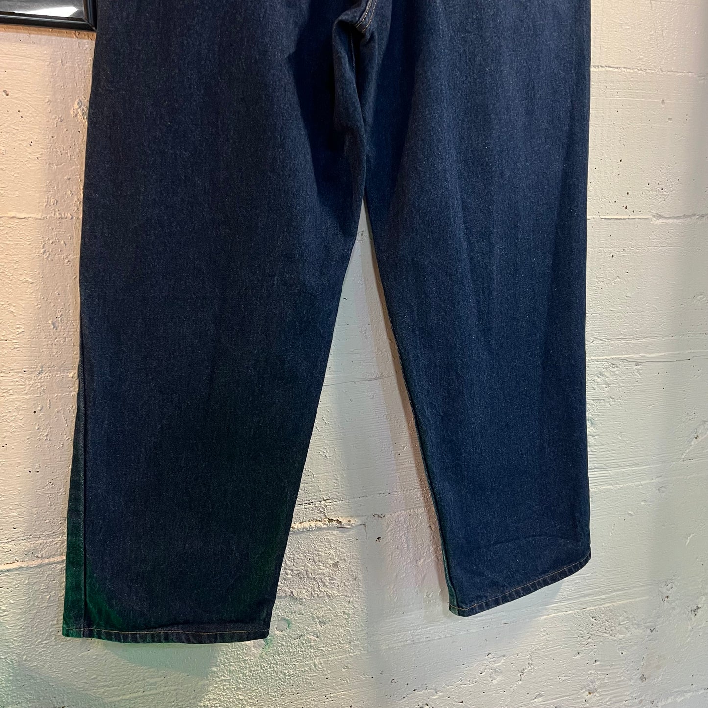 Vintage 90's Prison Blues Raw Denim Relaxed Fit Jean - Size 38" x 29" - Made In USA - Dark Raw Indigo