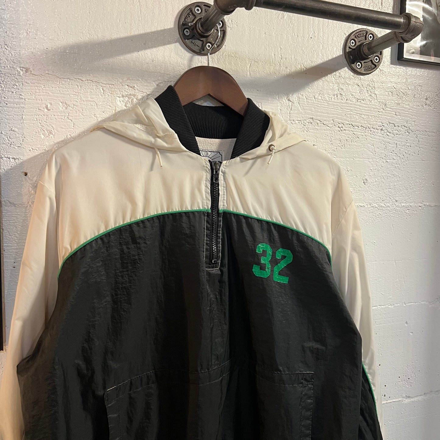 Vintage 90's Sommerfield Rainier Swimming Pullover Varsity Hooded Windbreaker Jacket - Size XXL - Made In USA - White/Green/Black