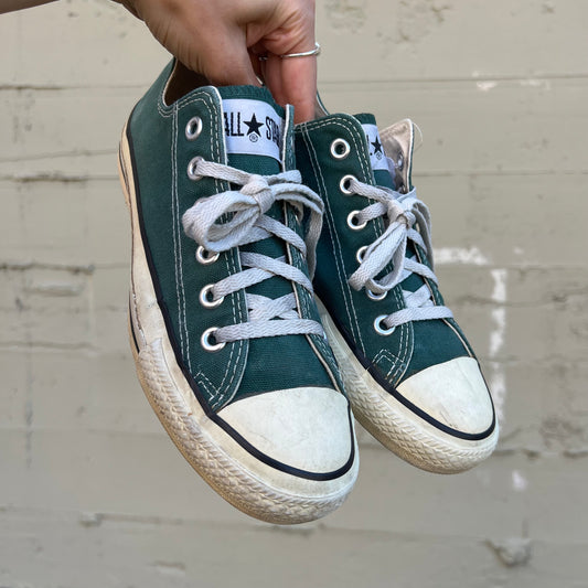 Vintage 90's Forest Green Converse Chuck Taylor Low Top Shoes - Size 6M/7W - Made In USA