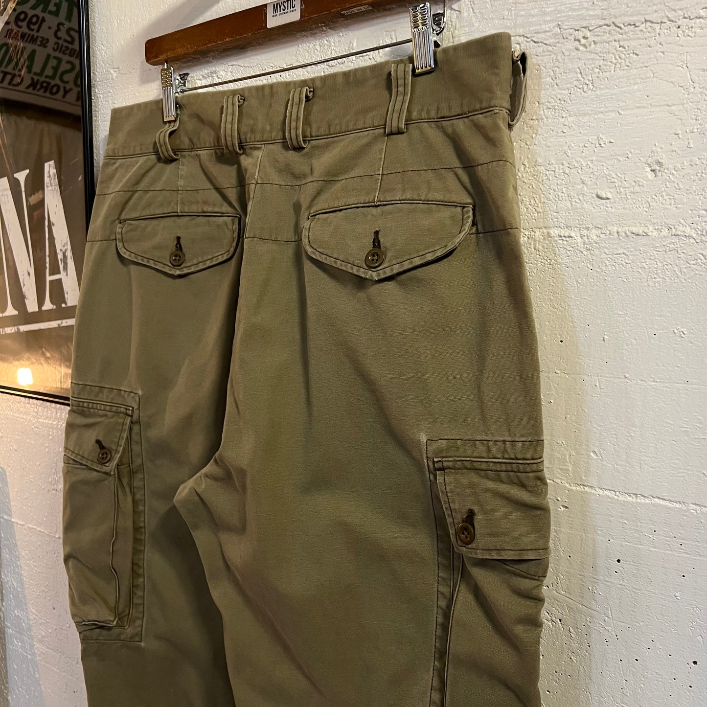 Vintage 90's Polo Ralph Lauren Multi Pocket Olive Drab Cotton Roll-Up Cargo Pants - Size 34" x 32" - Olive Drab
