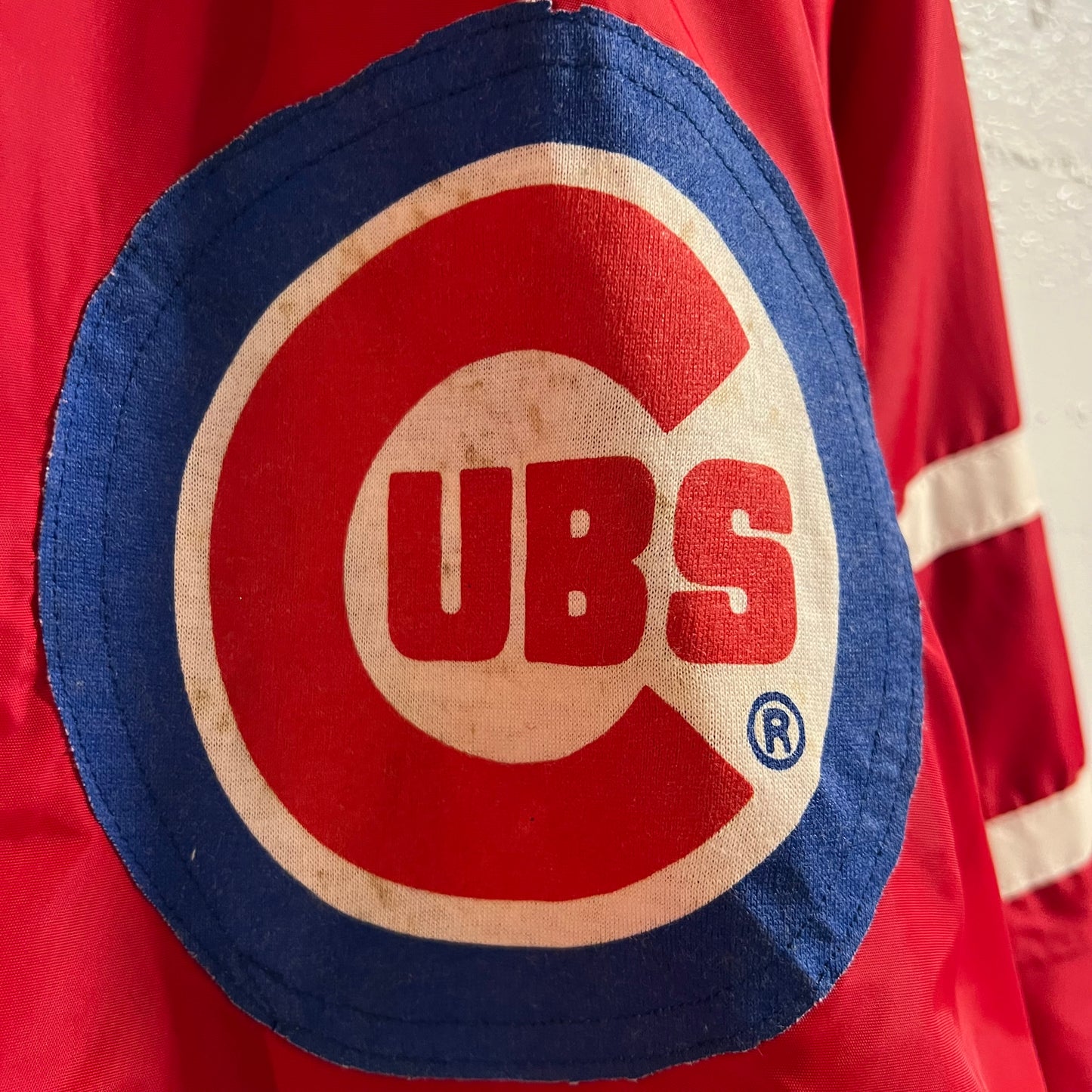 Vintage 70’s/80’s Pla-Jac Chicago Cubs MLB Fleece Lined Nylon Coaches Jacket - Size Medium - Made In USA - Red/White/Blue