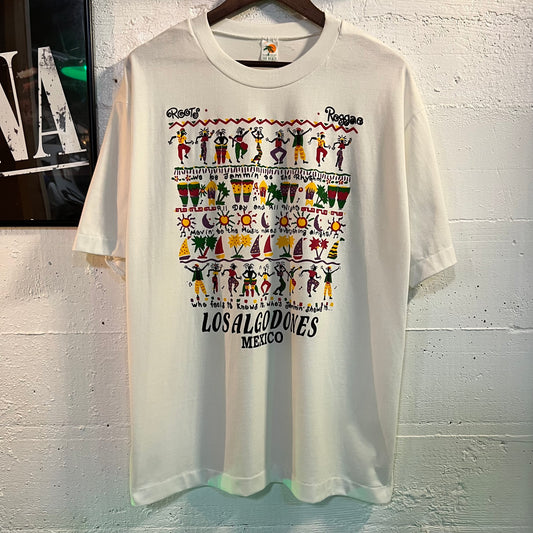 Vintage 90's Roots Reggae 'Los Algodones MX' Single Stitch Souvenir T-Shirt - Size XL - White