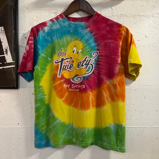 Vintage Tie-Dye Hot Springs, AR ‘Got Tweety?’ Baby T-Shirt - Size Youth Large - Multicolor