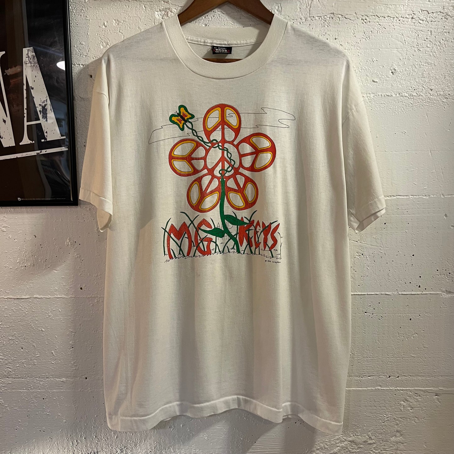 Vintage 90's MG & The Keys Peace Flower Single Stitch Band T-Shirt - Size XL - Made In USA - White