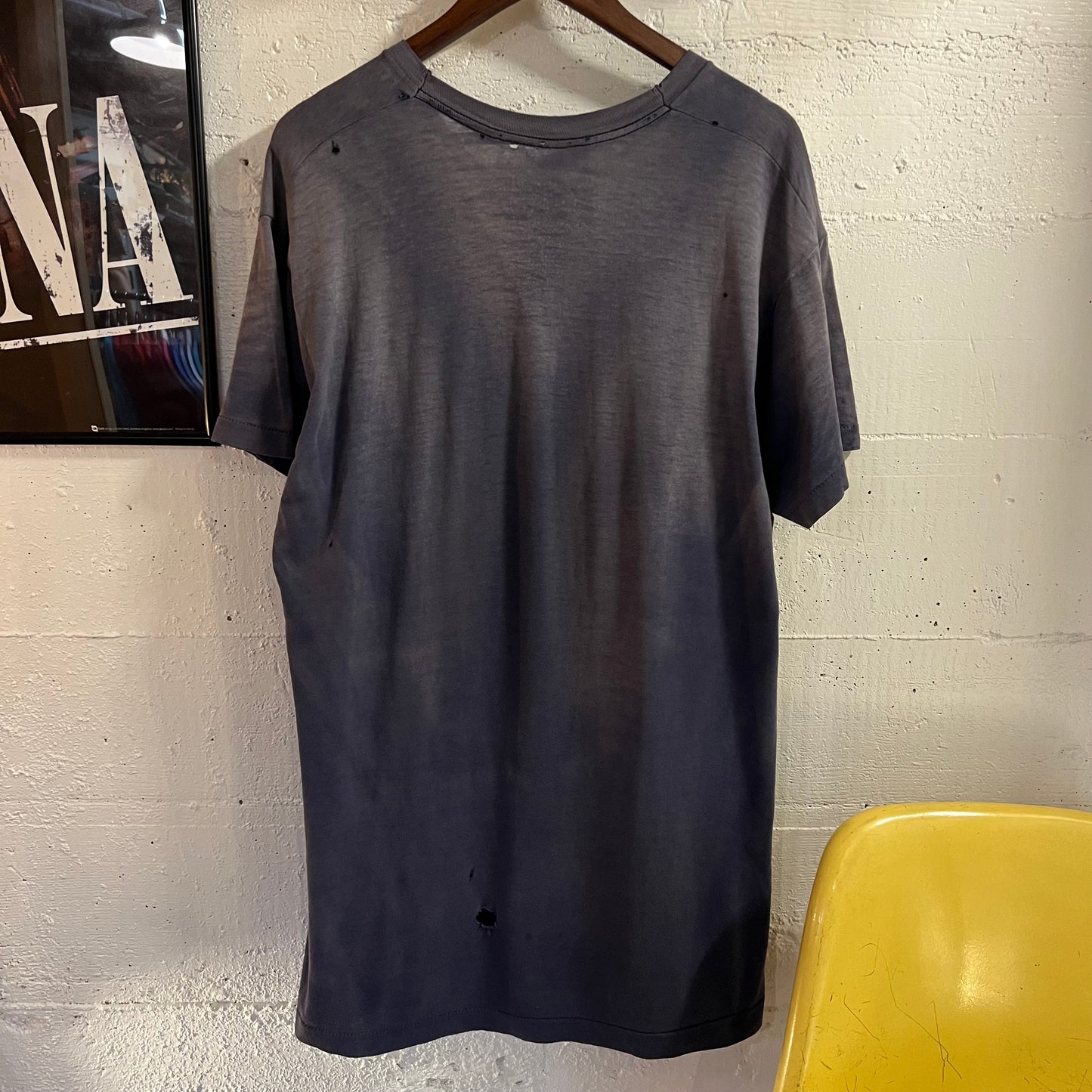 Vintage 80’s Distressed Black Single Stitch Pocket T-Shirt - Size XL - Made In USA - Faded Black