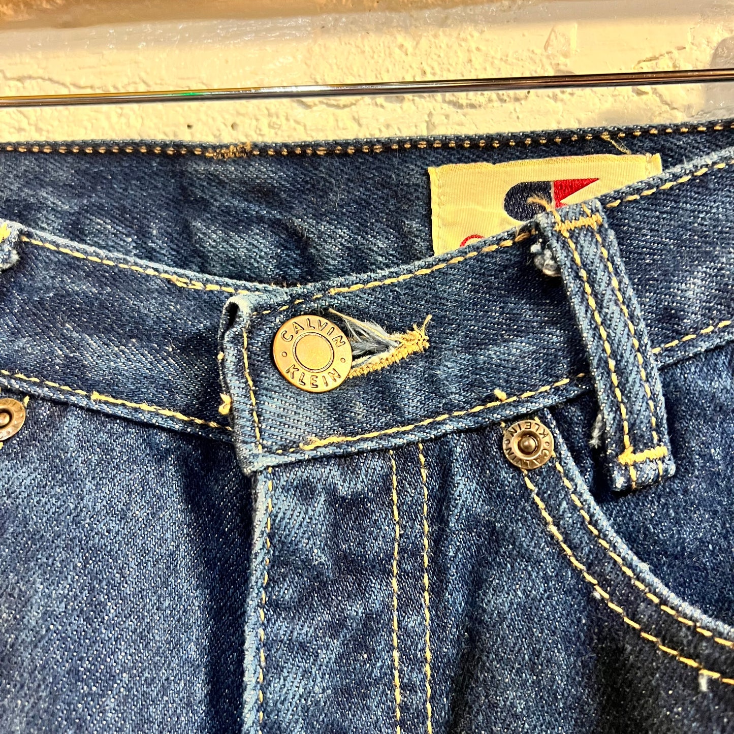 Vintage 1970's Calvin Klein High Rise Denim Jeans - Size 3 (23") - Made In USA - Talon Zipper - Dark Wash