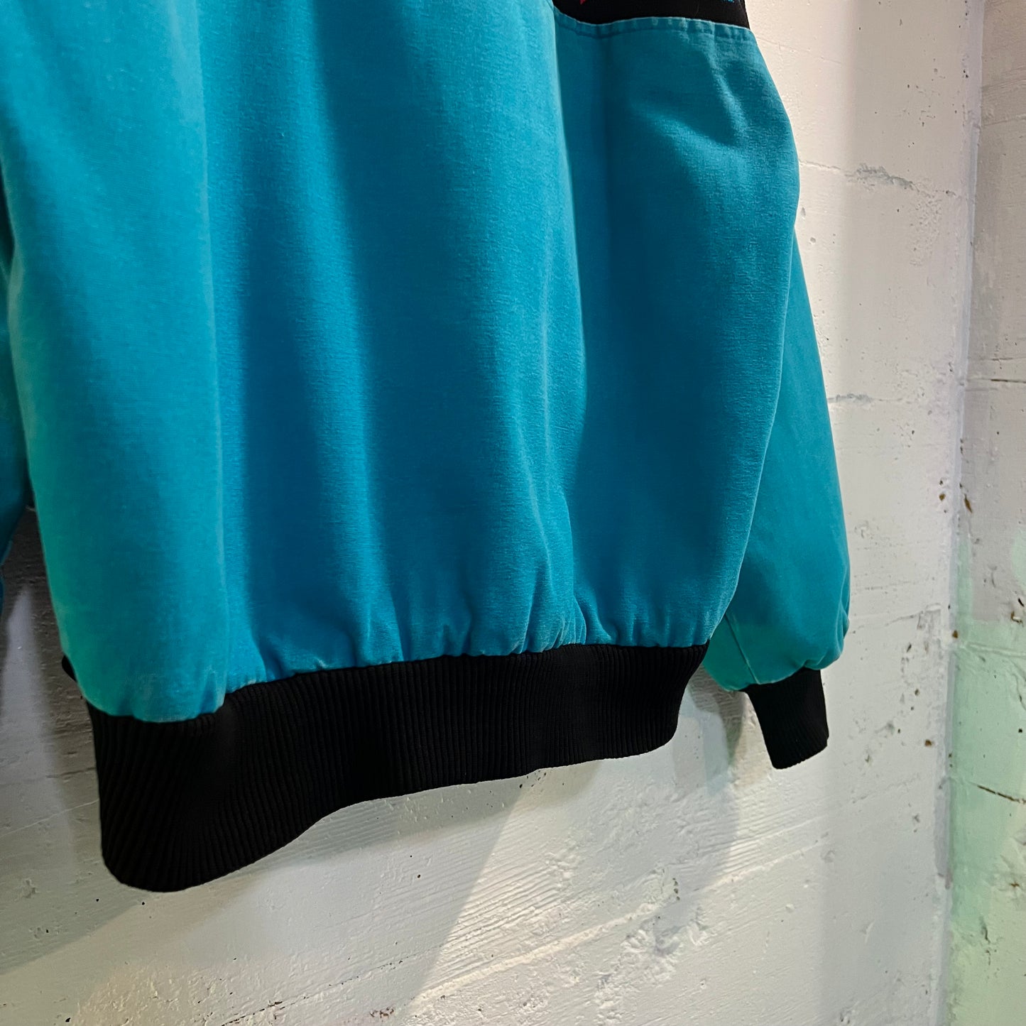 Vintage David James Aztec Blanket Lined Canvas Bomber Jacket - Size Large - Made In USA - Turquoise/Black