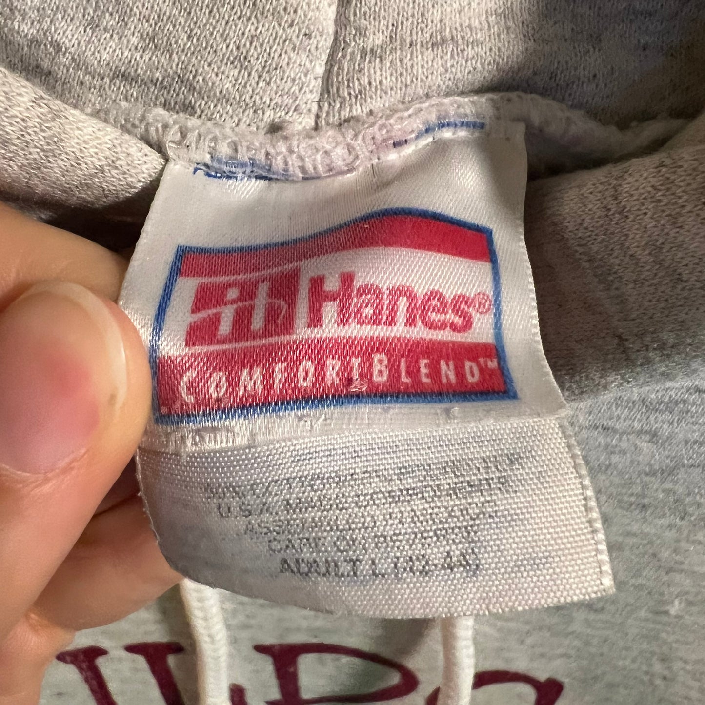 Vintage 90's Wildcat Track & Field Hoodie Sweatshirt - Size Large - Ash Heather Gray/Red