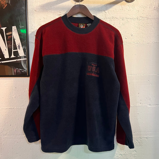 Vintage 90's USA Olympics Color Block Pullover Embroidered Fleece Crewneck - Size XL - Maroon/Navy