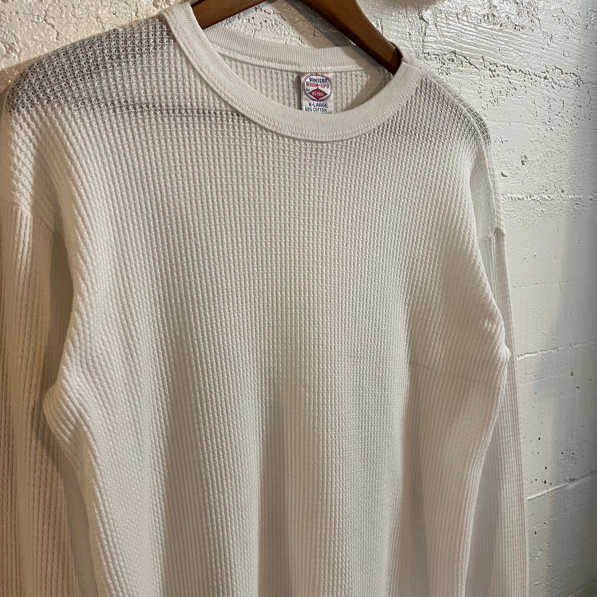 Vintage 80’s Winter Warm-Ups By Big Yank Waffle Knit Long Sleeve Thermal Shirt - Size XL - White