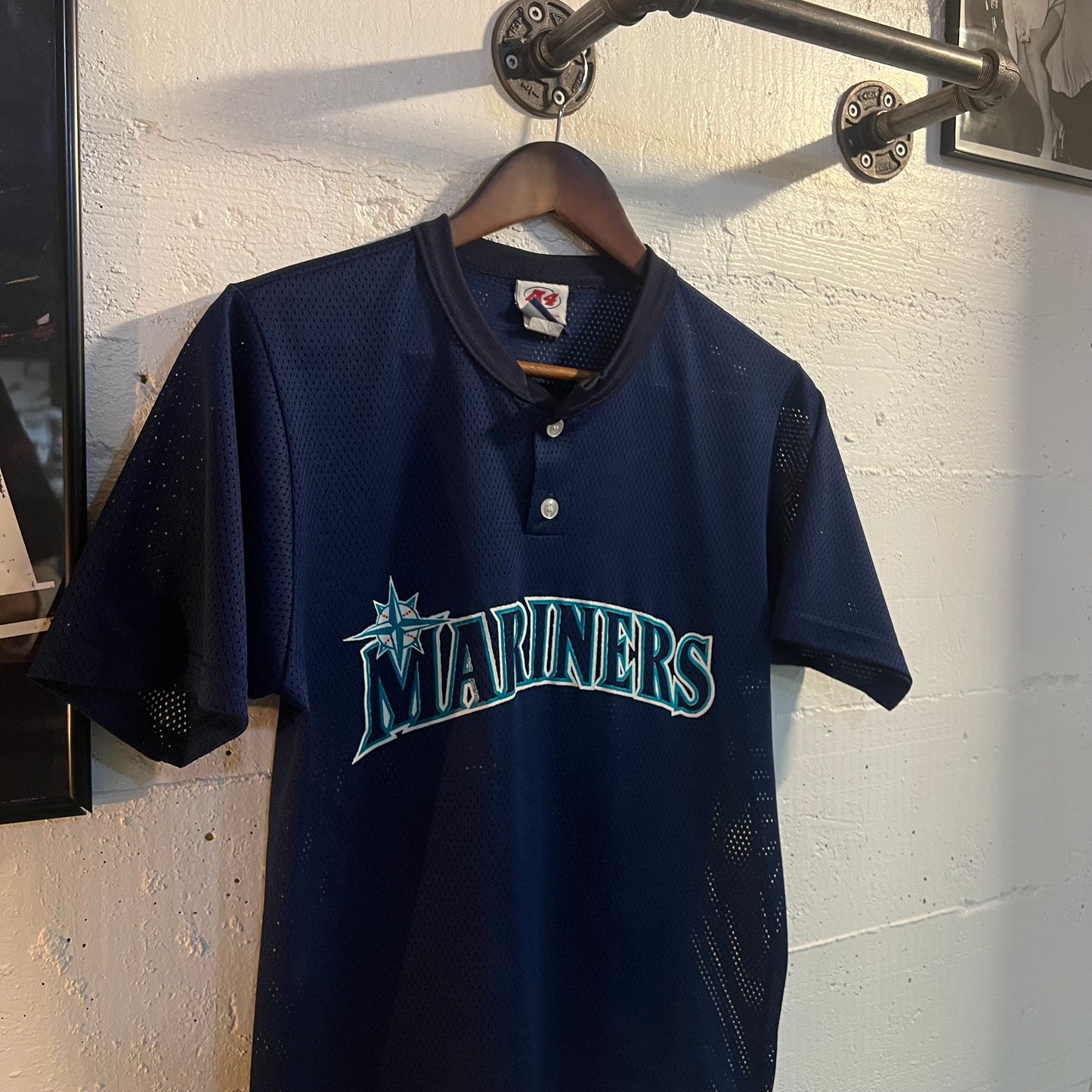 Vintage Seattle Mariners ‘#13’ Mesh Baseball Jersey - Size Youth Large - Made In USA - Navy/Multi