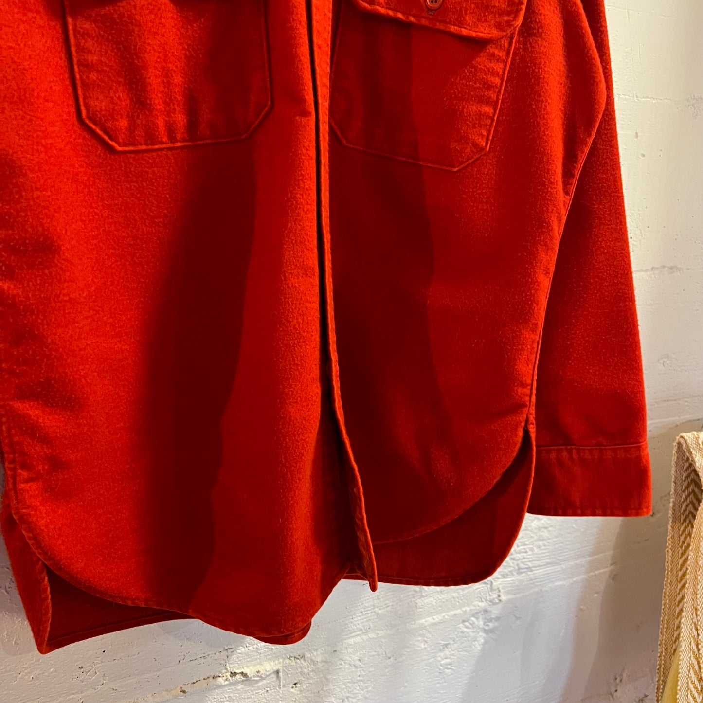 True Vintage 1970's Woolrich Chamois Cloth Flannel Shirt - Size Large - Made In USA - Red - 100% Cotton