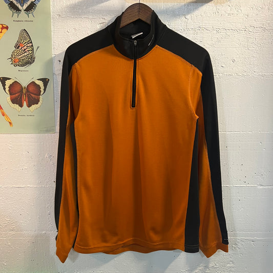 Vintage 90's Nike-Fit 1/4 Zip Long Sleeve Orange Pull Over - Size Medium - Made In USA
