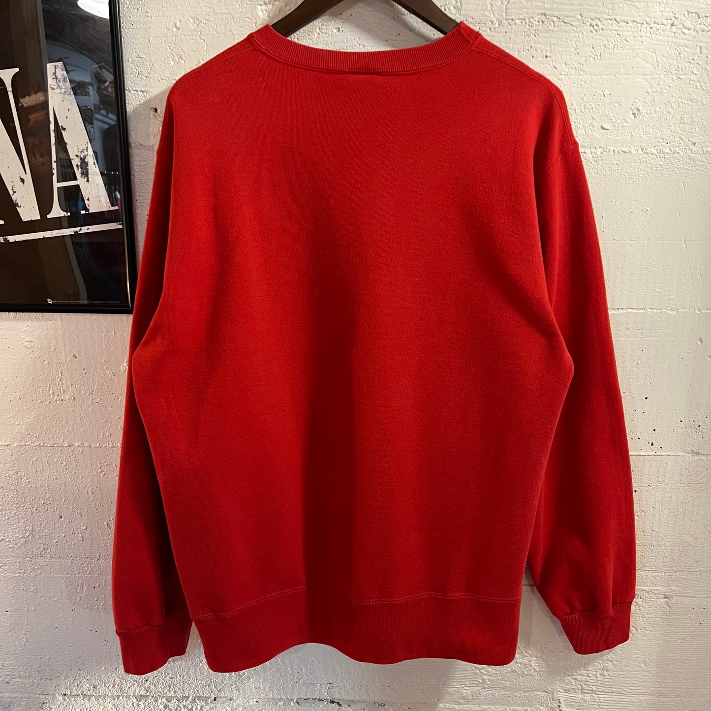 Vintage 80's/90's Champion Classic Script Embroidered Single "V" Crewneck Sweatshirt - Size XL - Made In USA - Red