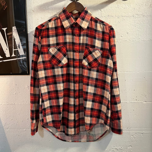 Vintage Class One Plaid Button Up Shirt - Size Medium - Red/Black/Orange