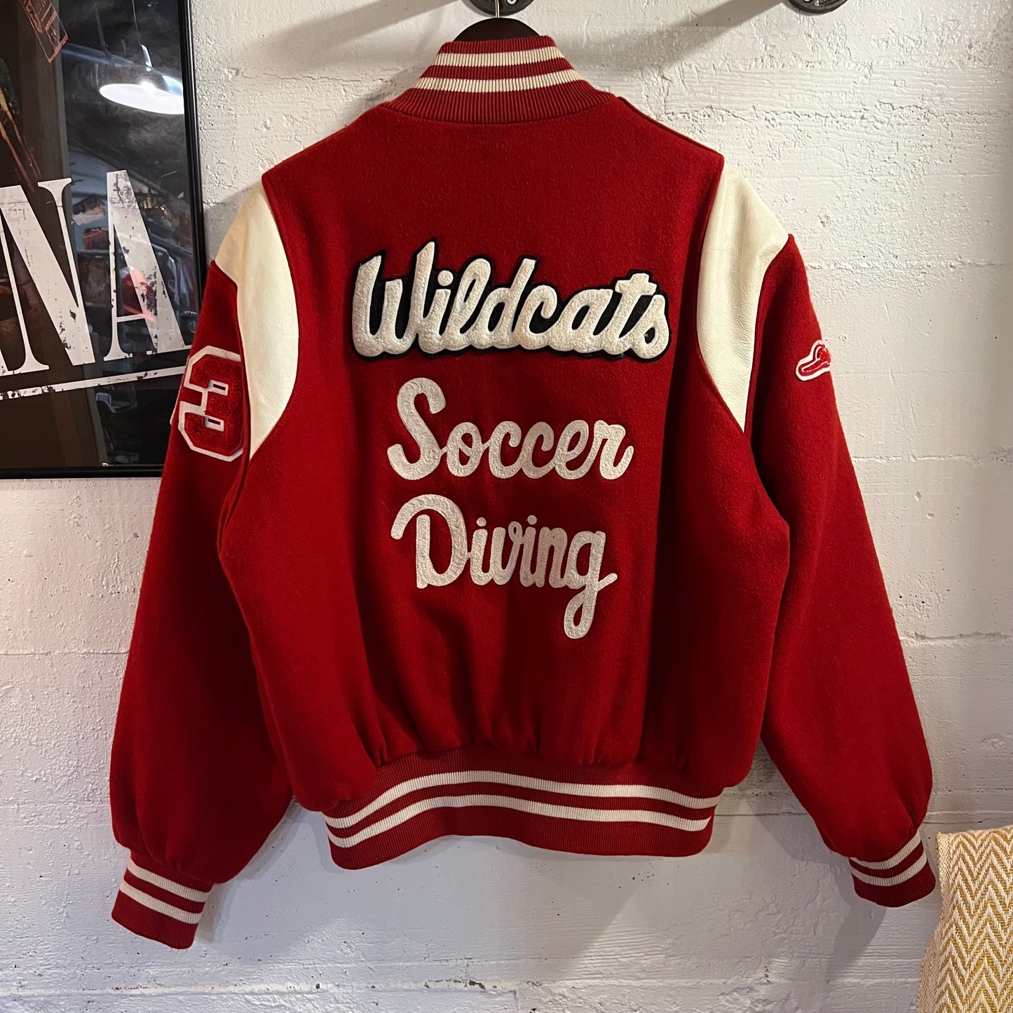 Vintage 2003 Holloway Wool & Leather Varsity Letterman Jacket - Size XL - Made In USA - Red/White