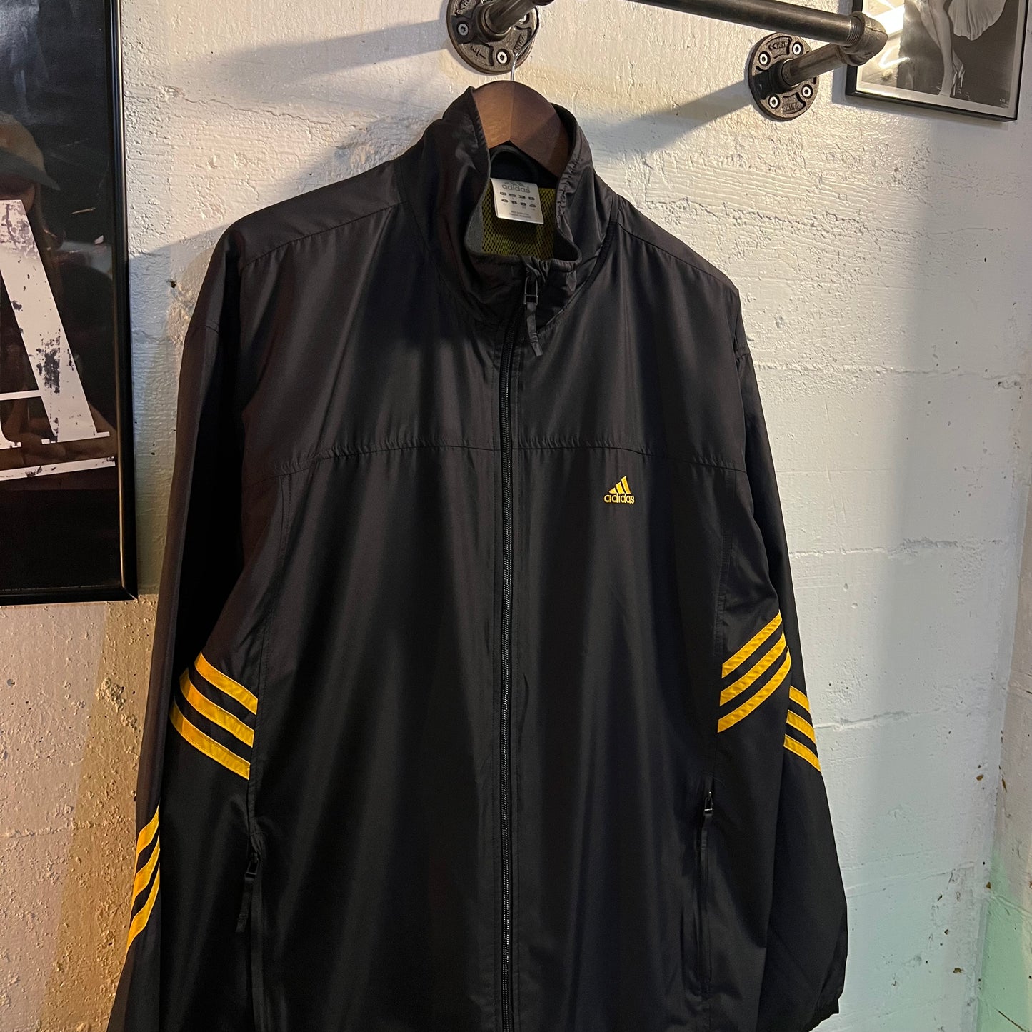 Vintage 2003 Adidas Embroidered Full Zip Windbreaker Jacket - Size Large - Navy/Yellow