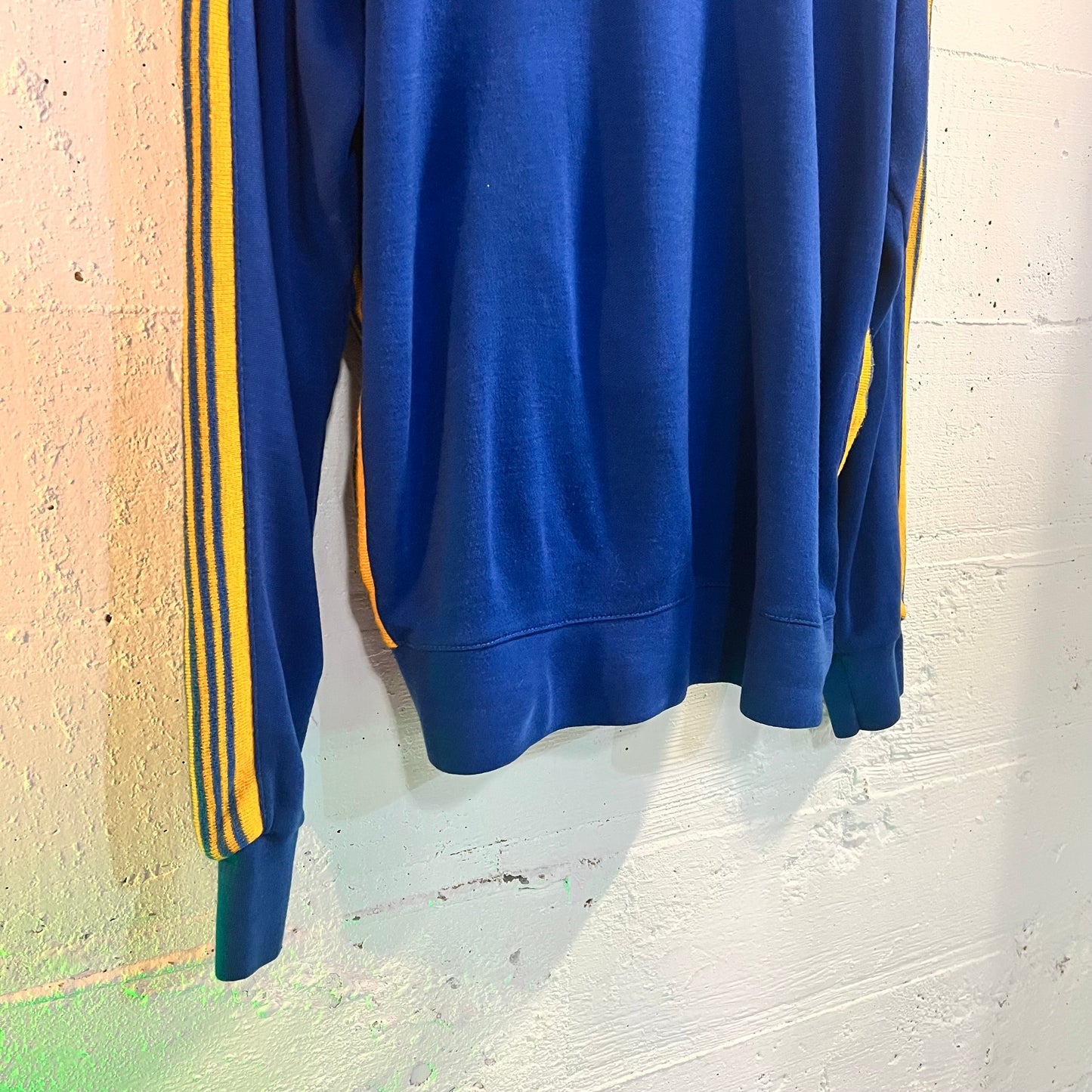 Vintage 70’s/80’s White Stag Speedo Striped Knitted Track Zip Up Jacket - Size Large - Blue/Yellow