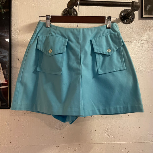 True Vintage 1960's Penney's Glenbrooke Penn-Prest Side Zip Skort - Size 11/12 (25") - Blue - Made In USA
