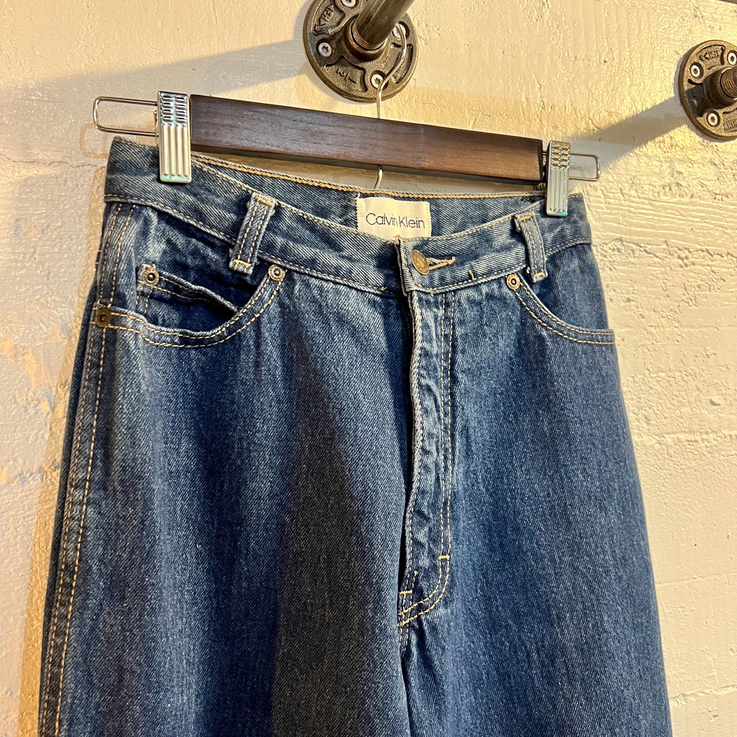 Vintage Calvin Klein Wide Straight Leg Denim Jeans - Size 8 Women's - Made In USA - Dark Denim