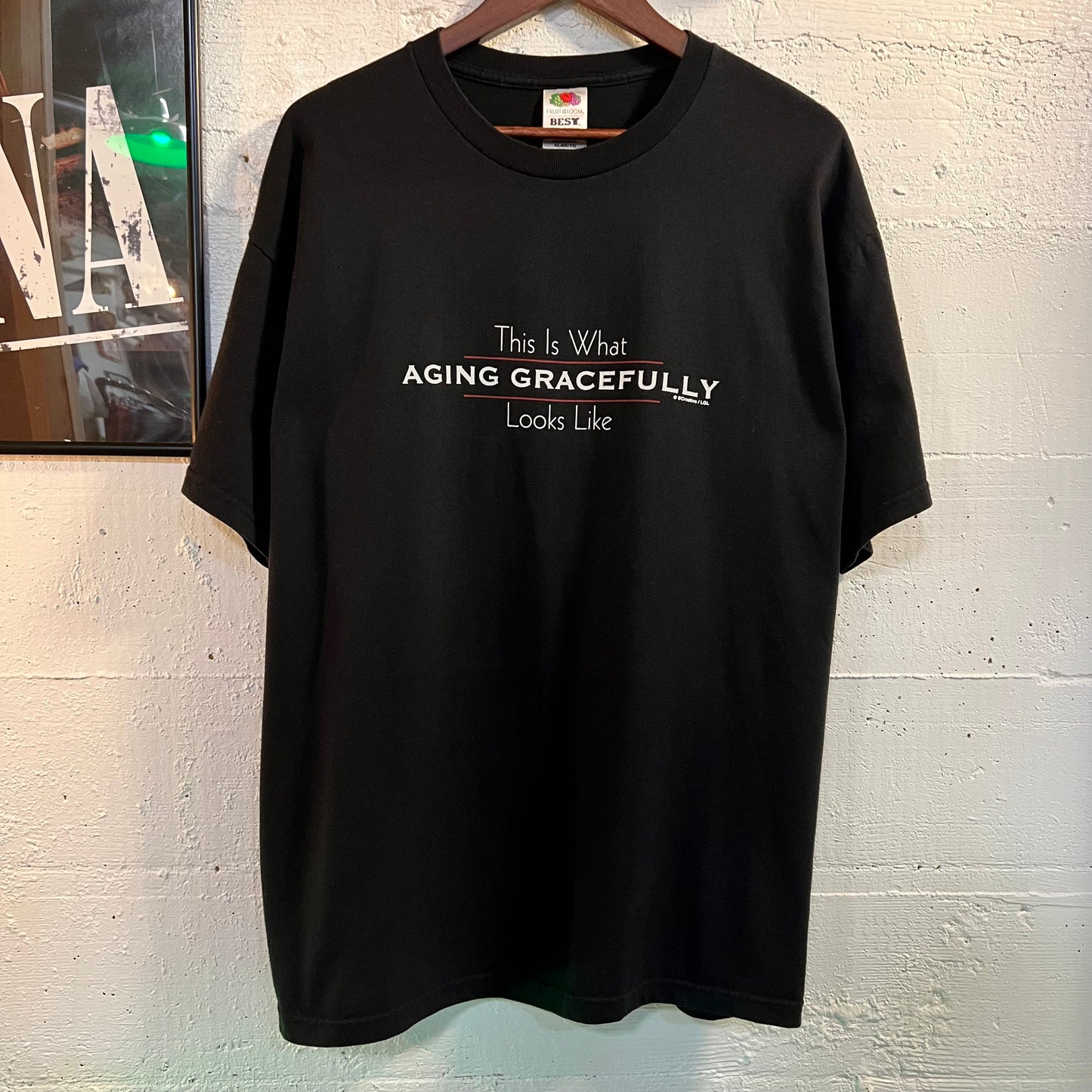 Vintage Funny ‘Aging Gracefully’ T-Shirt - Size XL - Black/White/Red