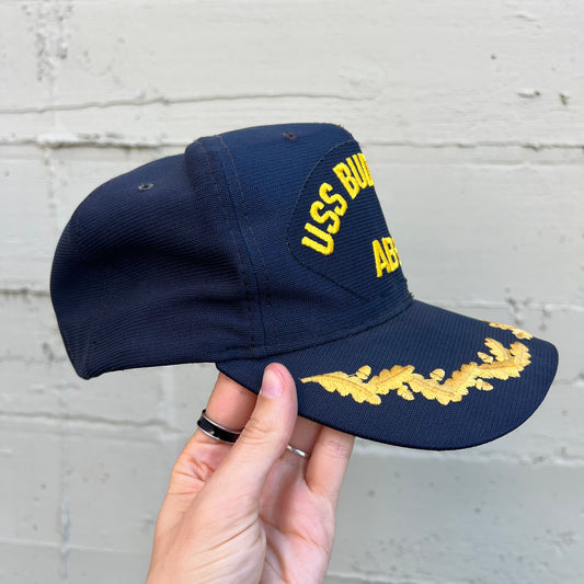 Vintage USS Budweiser AB-1 Naval Style Snapback Hat - O/S - Made In USA - Navy/Yellow