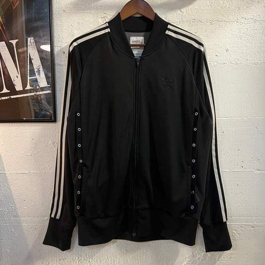 Vintage 2008 Adidas x Jeremy Scott Side Lace Trefoil Track Jacket - Size XL - Black/Black/White
