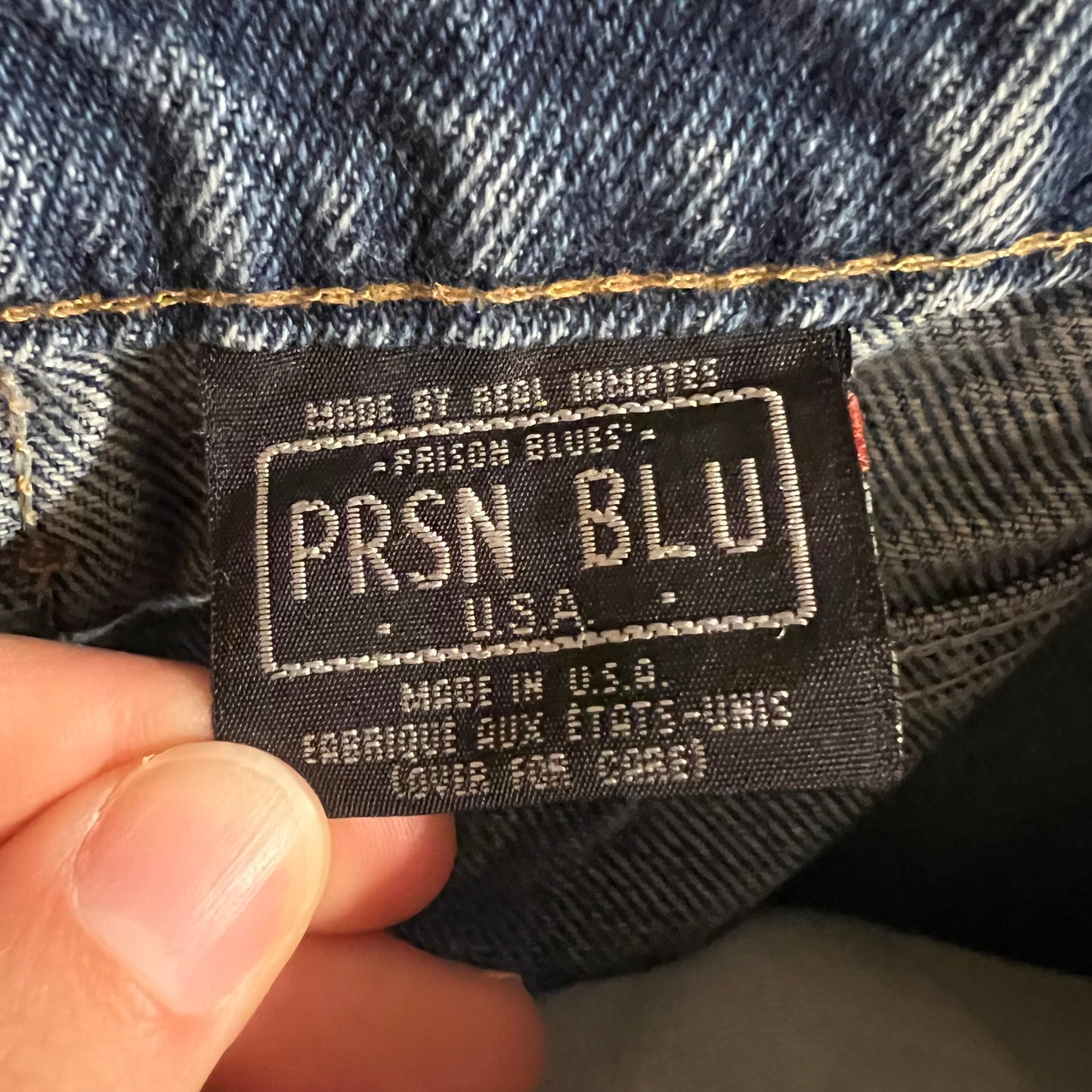 Vintage 90's Prison Blues Faded Straight Leg Denim Jeans - Size 34" - Made In USA - 100% Cotton