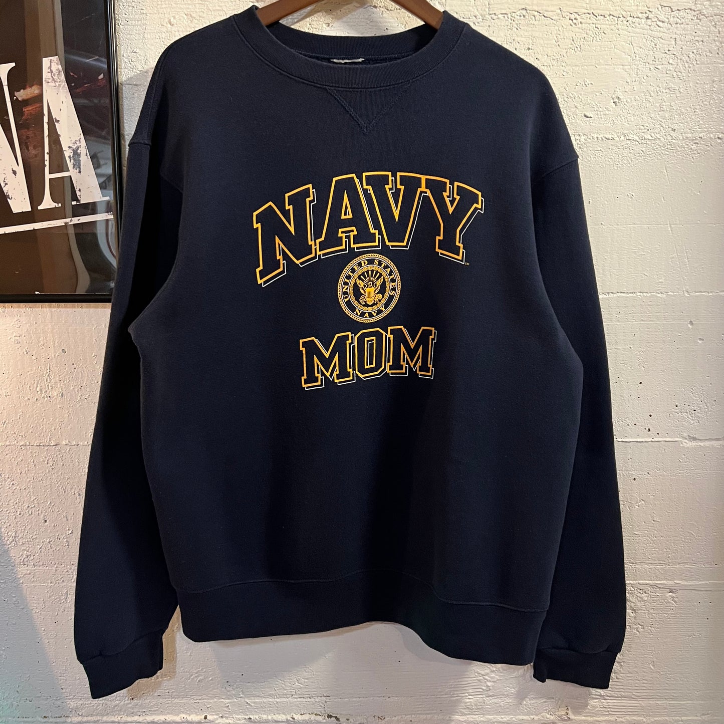 Vintage 90's U.S. Navy Mom Collegiate Navy Seal Crewneck Sweatshirt - Size XL - Made In USA - Navy