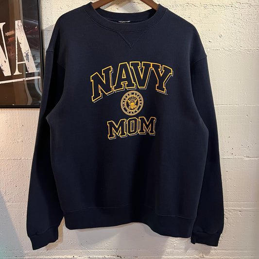 Vintage 90's U.S. Navy Mom Collegiate Navy Seal Crewneck Sweatshirt - Size XL - Made In USA - Navy
