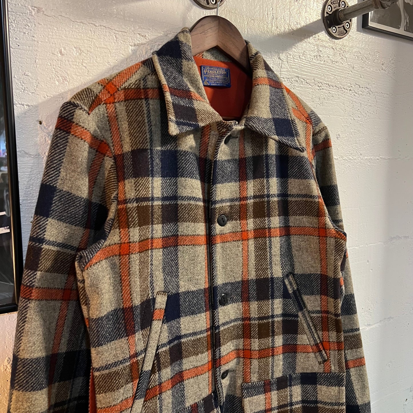 Vintage 1960's/70's Pendleton Wool Plaid Mackinaw Cruiser Jacket - Size Small - Made In USA - 100% Virgin Wool