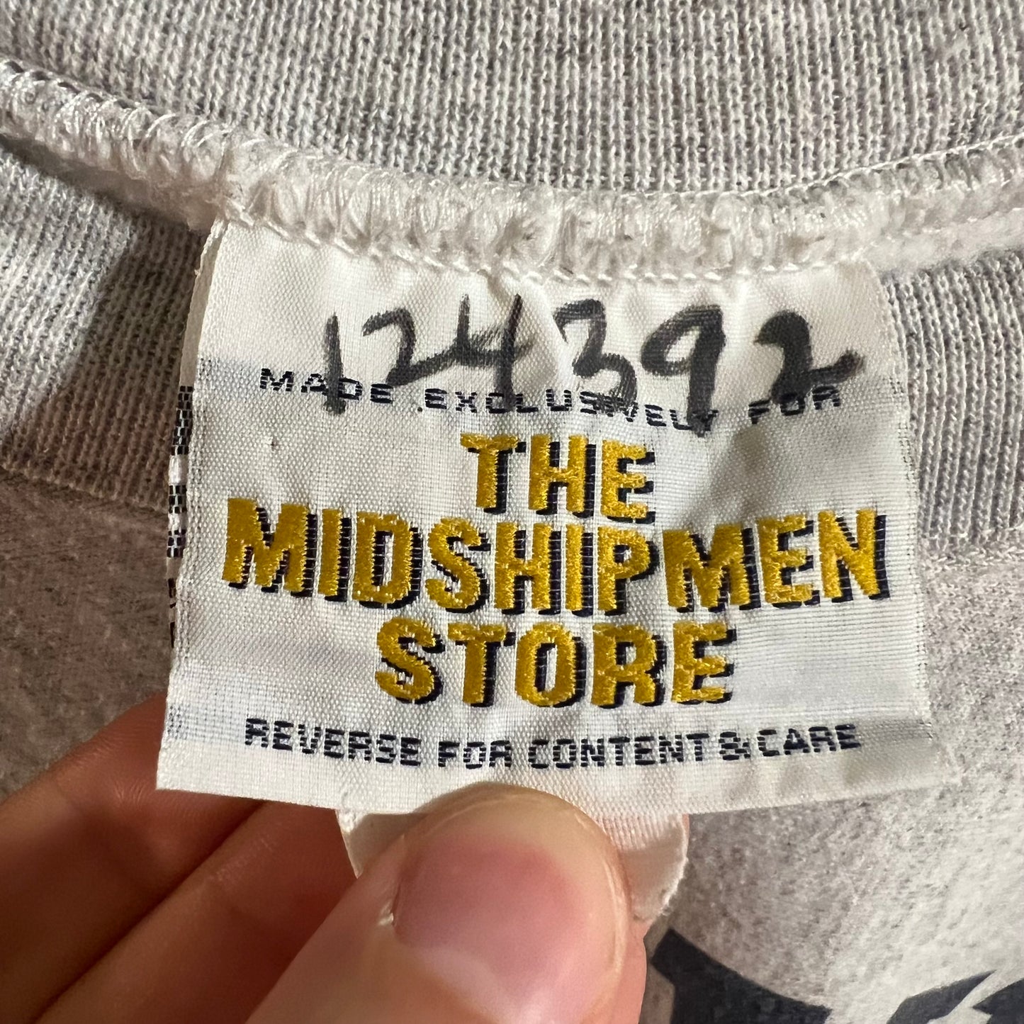 Vintage 90’s Navy U.S. Naval Academy Reverse Weave Crewneck Sweatshirt - Size Medium - Made In USA - Heather Grey/Navy