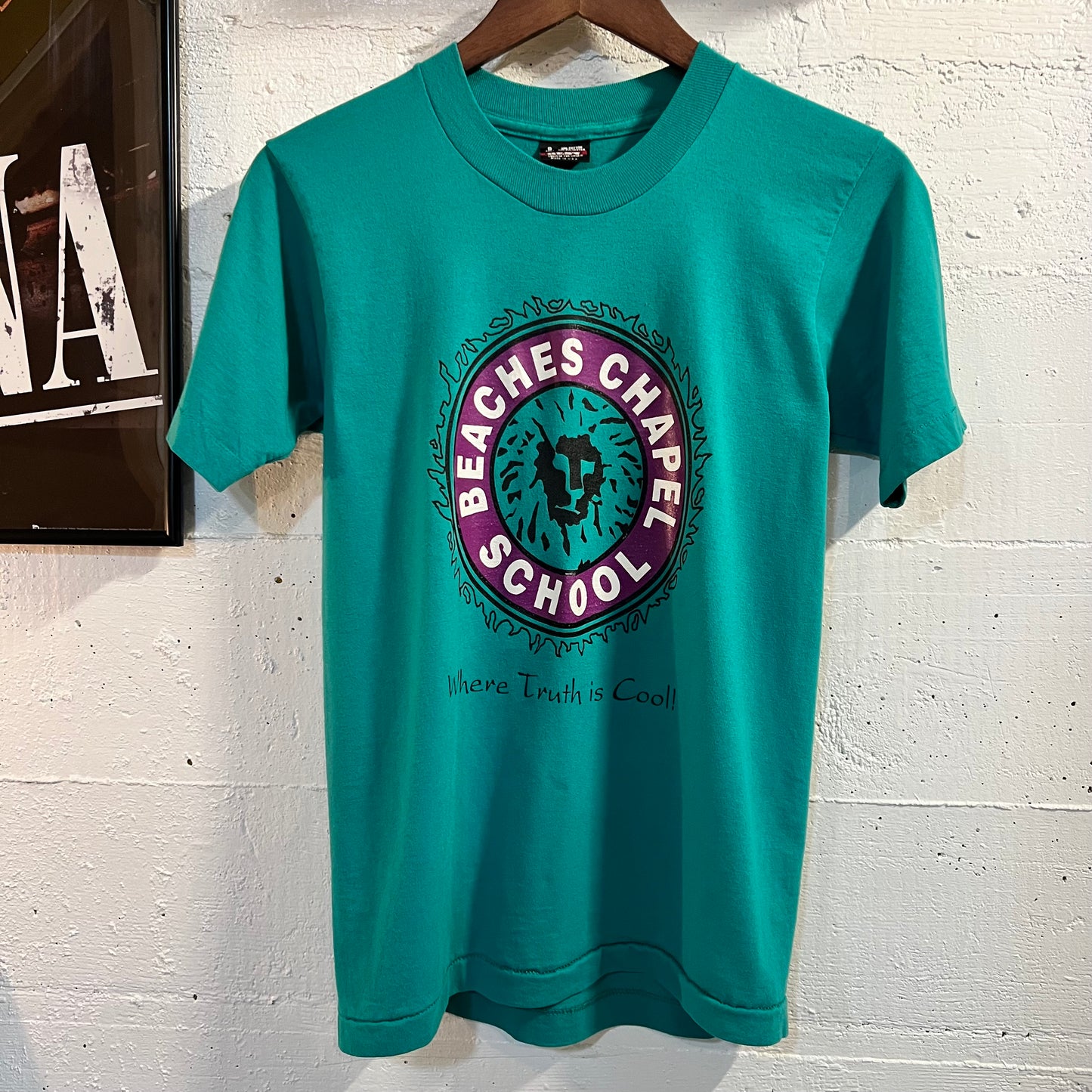 Vintage 90's Religious Jesus Single Stitch T-Shirt - Size Small - Made In USA - Turquoise/Purple