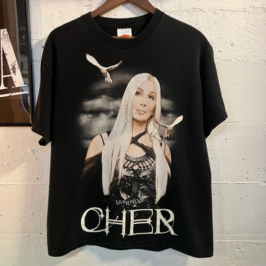 Vintage 2003 Cher Farewell Tour ‘Living Proof’ Graphic T-Shirt - Size Large - Black/Multicolor