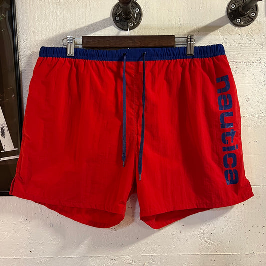 Vintage 90’s Nautica Color Blocked Mesh Lined Swim Shorts - Size Large - Red/Blue/Yellow
